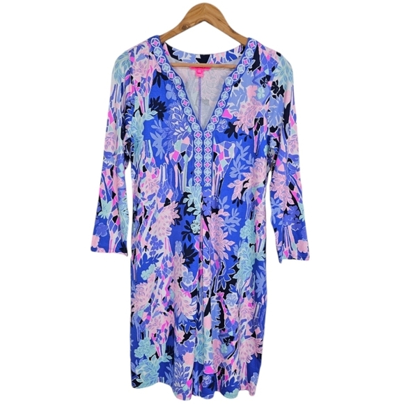 Lilly Pulitzer Melli Dress Iris Blue Graffiti Park Womens Size Medium Colorful - Picture 2 of 15